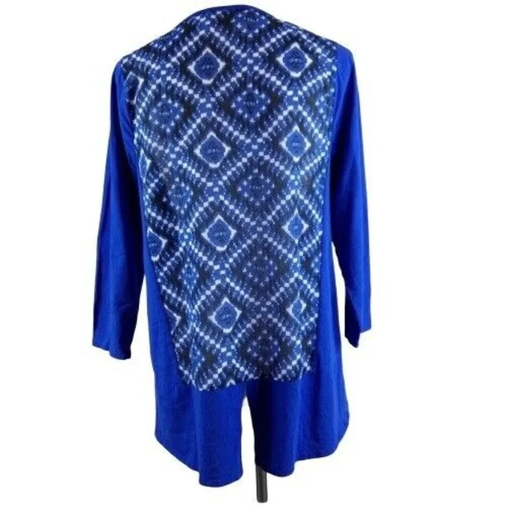 Vince Camuto Tunic Top Womens Size Small Blue Ikat 3/4 Sleeves - Picture 2 of 9